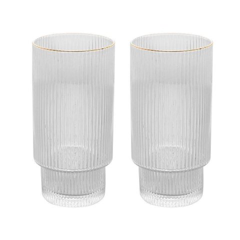 Conjunto 2 Copos Altos de Cristal com Fio de Ouro 400 Ml Lines Wolff