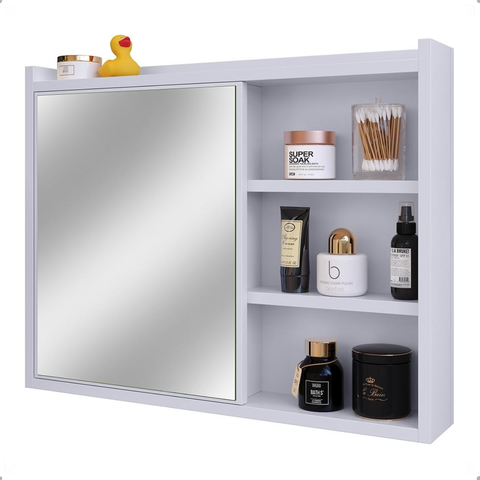 Espelheira Organizadora para Banheiro com Espelho Luxo - Branco
