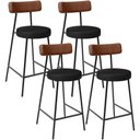 Ver imagem 1 de Kit 04 Banquetas Baixa Cozinha Sala Jantar Bancada Milão L02 Couríssimo Marrom Preto - lyam decor Ly