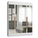 Ver imagem 2 de Guarda-Roupa Solteiro 4 Portas Batentes com Espelhos Branco/Branco/Rustic Saturno Madesa