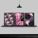 Ver imagem 2 de Kit 3 Quadros Buda Rosa Flores 33x24cm - com vidro:Madeira branca