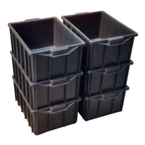Caixa Plástica Organizadora 1012 com Tampa 15,5L em Polipropileno Empilhável Preto Premium Colchõ