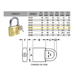 Cadeado Pado Latão Lt 40 Mm 2 Chaves Maciço Não Enferruja - 2