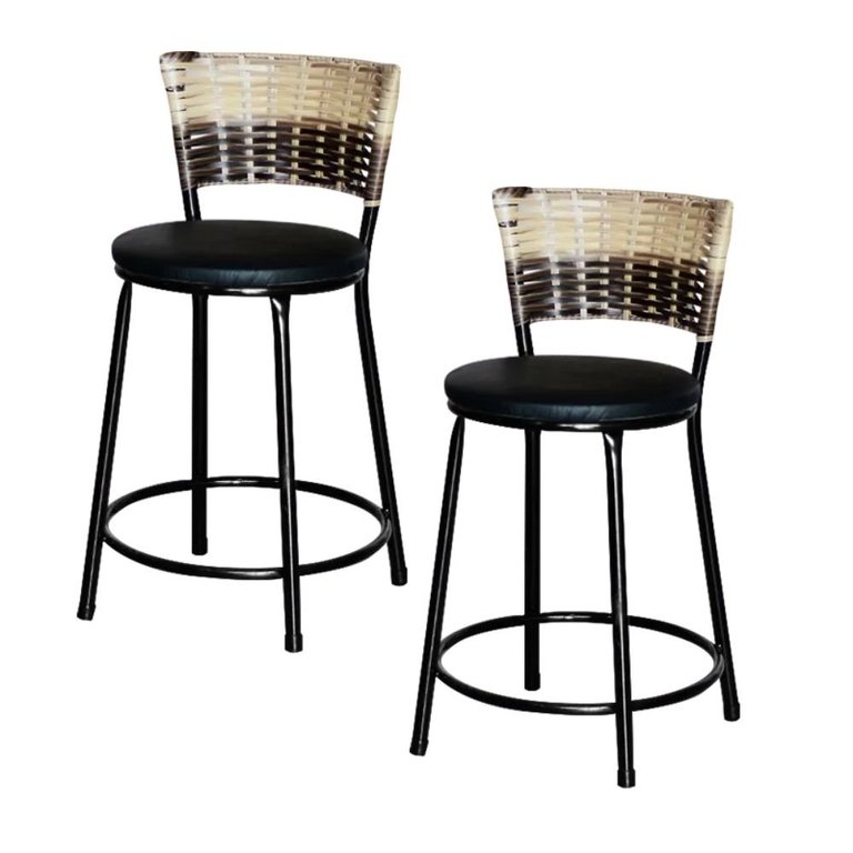 Jogo 2 Banqueta Baixa Ratan Hawai Preta Cappuccino Premium Jogo 2 Banqueta Baixa Ratan Hawai Preta Cappuccino Premium