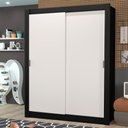 Ver imagem 1 de Guarda-Roupa Solteiro Madesa Dallas Plus 2 Portas de Correr 4 Gavetas Preto/Branco Cor:Preto/Branco