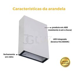 Arandela Blindada Efeito 2 Fachos Duplo Led 4w 3000k Oferta! - Branco - Bco Frio - 110v/220v - 4
