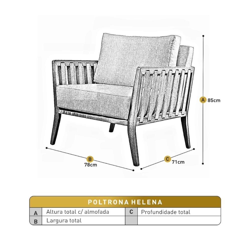 Poltrona Luxo Madeira Maciça Castellar Móbile Corino Off White - 5