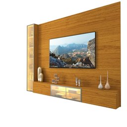Home para Tv Luminare 1 Cristaleira Led Vidro Reflecta 100% Mdf Naturale - Gelius - 4