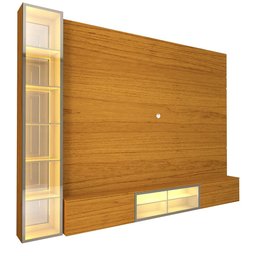 Home para Tv Luminare 1 Cristaleira Led Vidro Reflecta 100% Mdf Naturale - Gelius - 2