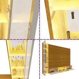 Home para Tv Luminare 1 Cristaleira Led Vidro Reflecta 100% Mdf Naturale - Gelius - 9