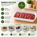 Ver imagem 7 de Kit 10 Bandeja Frigorifica Carnes Frios Branca Box Organizador 5,8L Retangular com Alca Bacia Exposi
