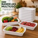 Ver imagem 2 de Kit 10 Bandeja Frigorifica Carnes Frios Branca Box Organizador 5,8L Retangular com Alca Bacia Exposi