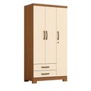 Ver imagem 2 de Guarda Roupa Solteiro Açaí 3 Portas e 2 Gavetas Cinamomo/Off White - Móveis Henn