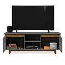 Ver imagem 5 de Rack Bancada Flow para Tv 146 Cm 2 Portas com Pés de Madeira Cinza com Freijó - Rede Móveis
