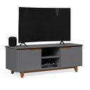 Ver imagem 4 de Rack Bancada Flow para Tv 146 Cm 2 Portas com Pés de Madeira Cinza com Freijó - Rede Móveis