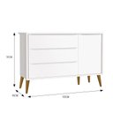 Ver imagem 4 de Dormitório Infantil Theo Retrô 2 Portas, Cômoda 1 Porta e Berço Branco com Pés Amadeirado - Reller M