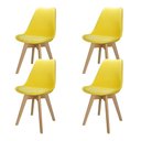 Ver imagem 1 de Kit 4 Cadeiras Charles Eames Leda Design Wood Estofada Base Madeira - Amarela