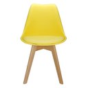 Ver imagem 3 de Kit 4 Cadeiras Charles Eames Leda Design Wood Estofada Base Madeira - Amarela