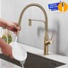 Torneira de Cozinha Gourmet Flexível Monocomando Dourada Escovada  Premium - 5