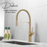 Torneira de Cozinha Gourmet Flexível Monocomando Dourada Escovada  Premium - 2