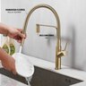 Torneira de Cozinha Gourmet Flexível Monocomando Dourada Escovada  Premium - 3