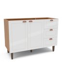 Ver imagem 2 de Balcão 2 Portas 3 Gavetas 120 cm Pérola Yescasa Branco/Freijó