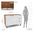Ver imagem 3 de Balcão 2 Portas 3 Gavetas 120 cm Pérola Yescasa Branco/Freijó