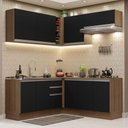 Ver imagem 1 de Armário de Cozinha Completa de Canto 349cm Rustic Preto Glamy Madesa 03