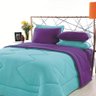 Edredom Dupla Face King Size Azul Turquesa com Roxo - 5