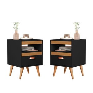 Kit Mesa Cabeceira 2 Unidades Erba Preto Ype