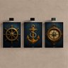 Kit3 Quadro Decorativo Marítimo Barco Ancora Bussola Veleiro Qualidade Premium Luxo 40x28cm - 2