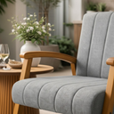 Ver imagem 2 de Kit 2 Poltronas Haley Decorativa Linho Sala Estar Área Gourmet Varanda Madeira Maciça:cinza