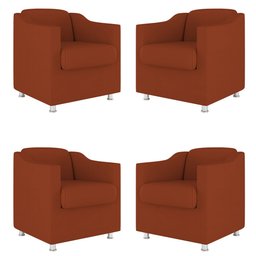 Kit 4 Poltronas Tilla Decorativas Consultório Sala Tecido Suede Cor:Terracota - 1