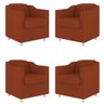 Kit 4 Poltronas Tilla Decorativas Consultório Sala Tecido Suede Cor:Terracota - 1