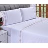 Jogo Lençol Casal Padrão 400 Fios Bordado Diamante Branco C/ Caki 4pç - 1