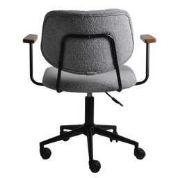 Cadeira Riga Estofado Cinza Base com Rodízios - Casa Maju - 5