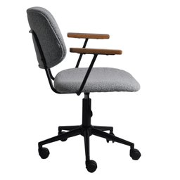 Cadeira Riga Estofado Cinza Base com Rodízios - Casa Maju - 3