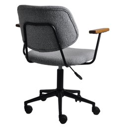 Cadeira Riga Estofado Cinza Base com Rodízios - Casa Maju - 4