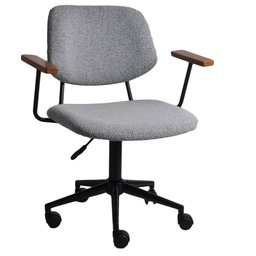 Cadeira Riga Estofado Cinza Base com Rodízios - Casa Maju - 1