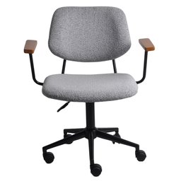 Cadeira Riga Estofado Cinza Base com Rodízios - Casa Maju - 2