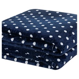 Manta Flannel Poá Solteiro Antialérgica Inverno Macio Quente:Azul Marinho - 2