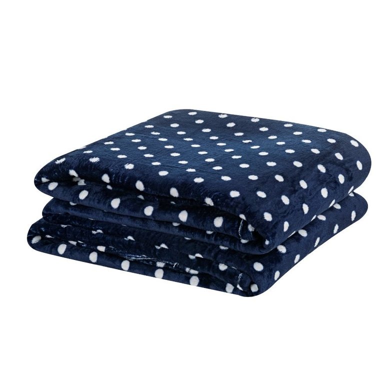 Manta Flannel Poá Solteiro Antialérgica Inverno Macio Quente:Azul Marinho
