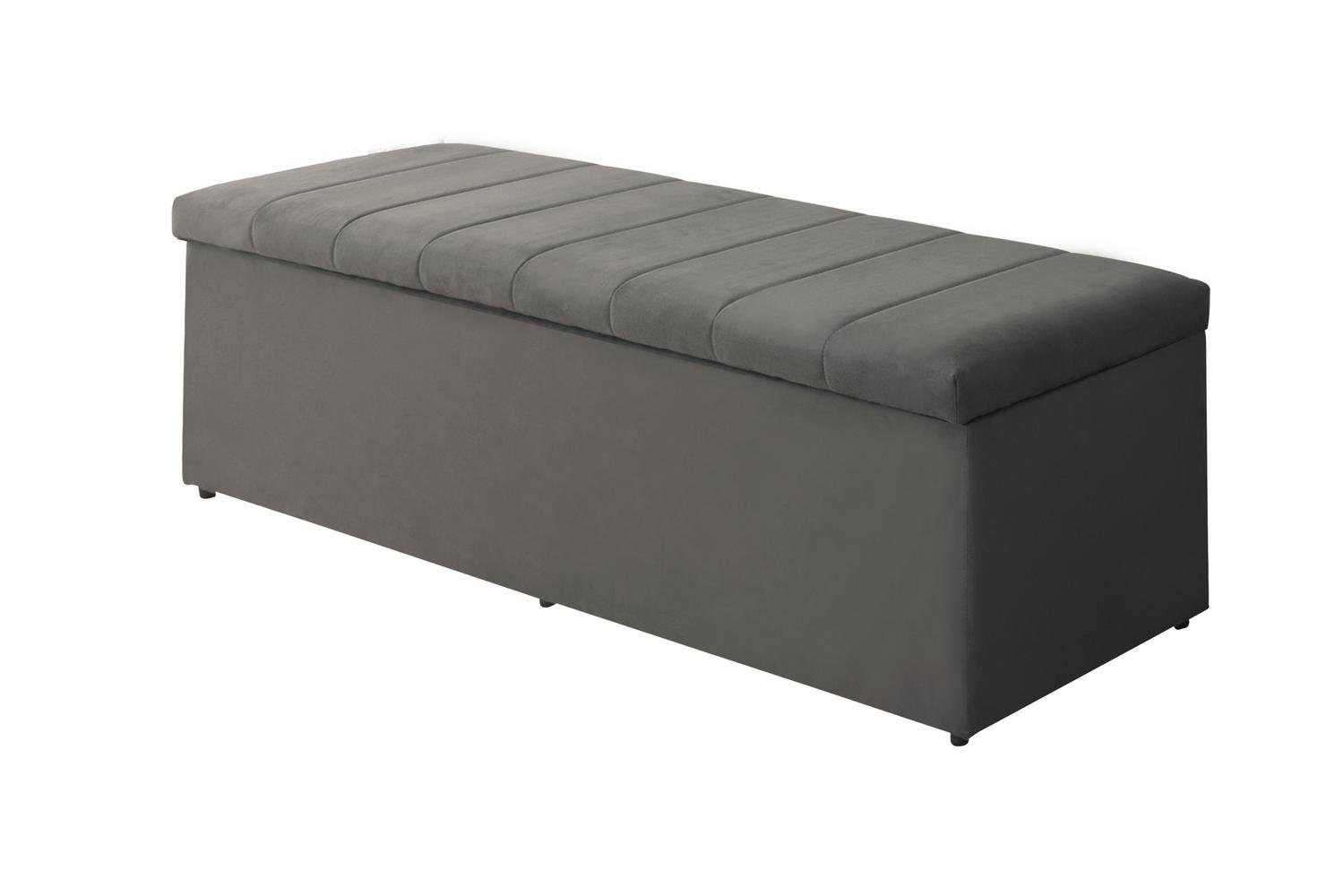 Calçadeira Baú Vitoria 158 cm Suede Cinza