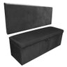 Kit Painel Cabeceira Cama Box Casal Queen Com Recamier Baú 160cm Ayumi Corino Preto - Ruotolo Decor - 1