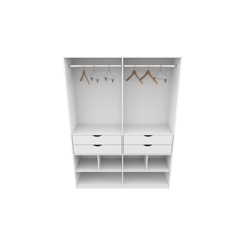 Armário Arara Gaveta Sabrina M12 100% Mdf Closet Lojas Vetorial Móveis Branco