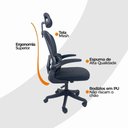 Ver imagem 2 de Kit 5 Cadeiras de Escritório Legacy Presidencial Tela Mesh Base Giratória com Apoio Ajustável