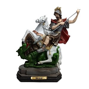 Imagem São Jorge em Resina Pintura Artesanal 27cm Santo