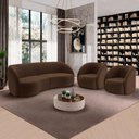 Ver imagem 2 de Conjunto Sofá Sala de Estar Bipartido 288cm e 2 Poltronas Clarke Veludo Marrom G45 - Gran Belo