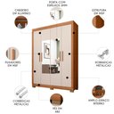 Ver imagem 2 de Guarda Roupa Solteiro 154cm 4 Portas Espelho Brasid Freijó/off C01 - Mpozenato