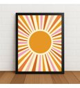 Ver imagem 1 de Quadro Ilustração Sol Radiante Minimalista 33x24cm c/ Vidro Preto